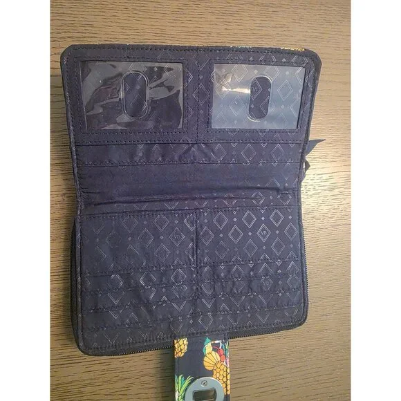 Vera Bradley Toucan Party PIneapple Novelty Quilted Large Turnlock Wallet - Picture 3 of 6